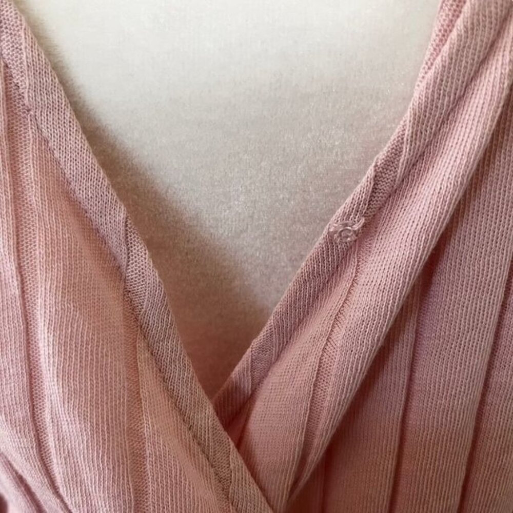 Sanctuary Polina Over the Rainbow Pink Ribbed Surplice Faux Wrap Blouse Size L - Picture 3 of 9